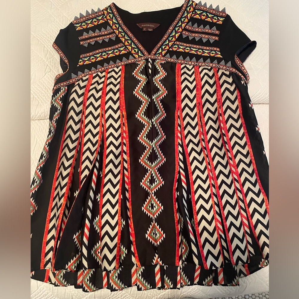 Ranna Gill Embroidered Pleated Top